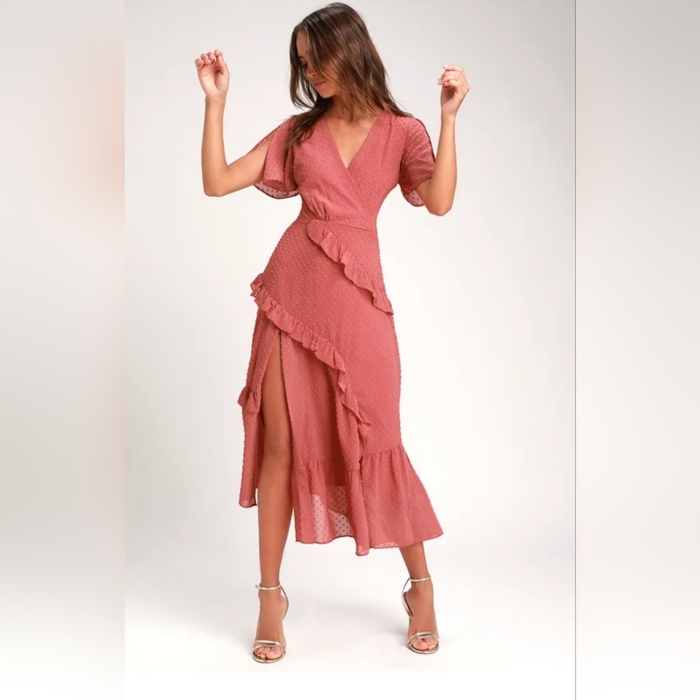 Lulus Small Rusty Rose Ruffle Dress
